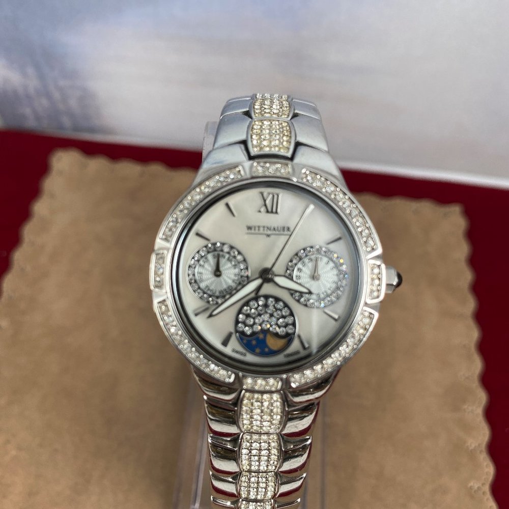 SOLD Wittnauer Crystal Moonphase Chronograph, Swiss Made, Roman Numerals - Picture 2 of 8